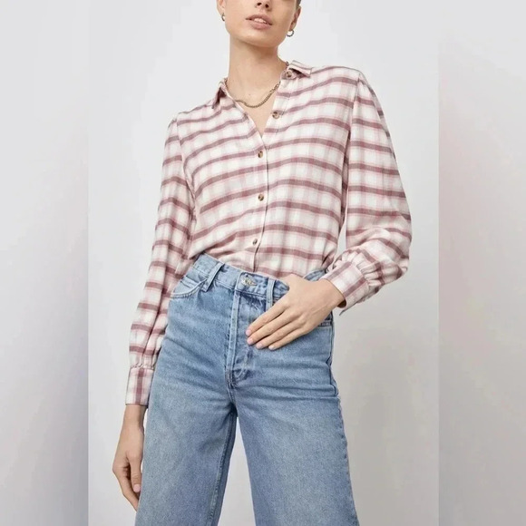 Rails Angelica Shirt Mauve Rose Iron Button Down Long Sleeve Size XS - Picture 6 of 7